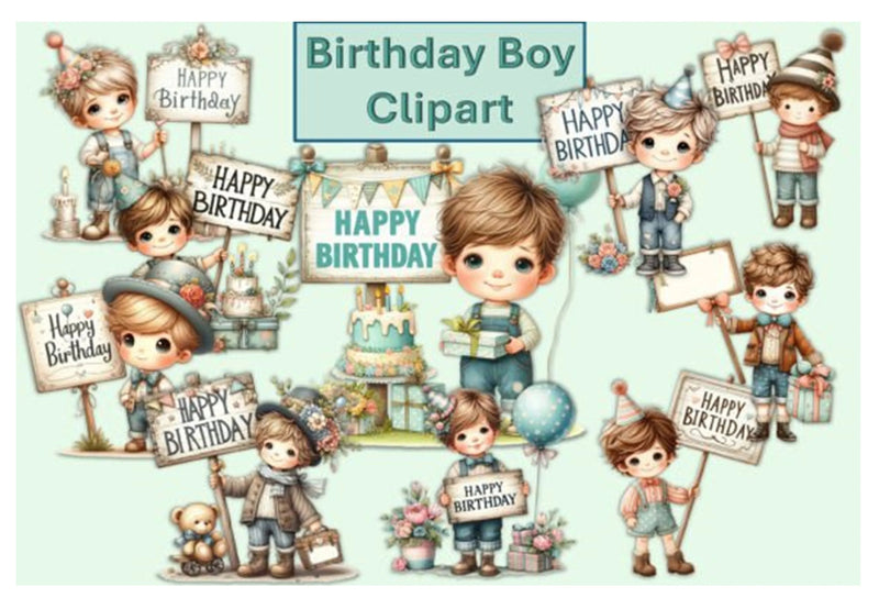 Birthday Boy Clipart Bundle - CraftNest - Digital Crafting and Art