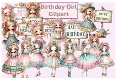 Birthday Girl Clipart Bundle - 22 Pieces - CraftNest - Digital Crafting and Art