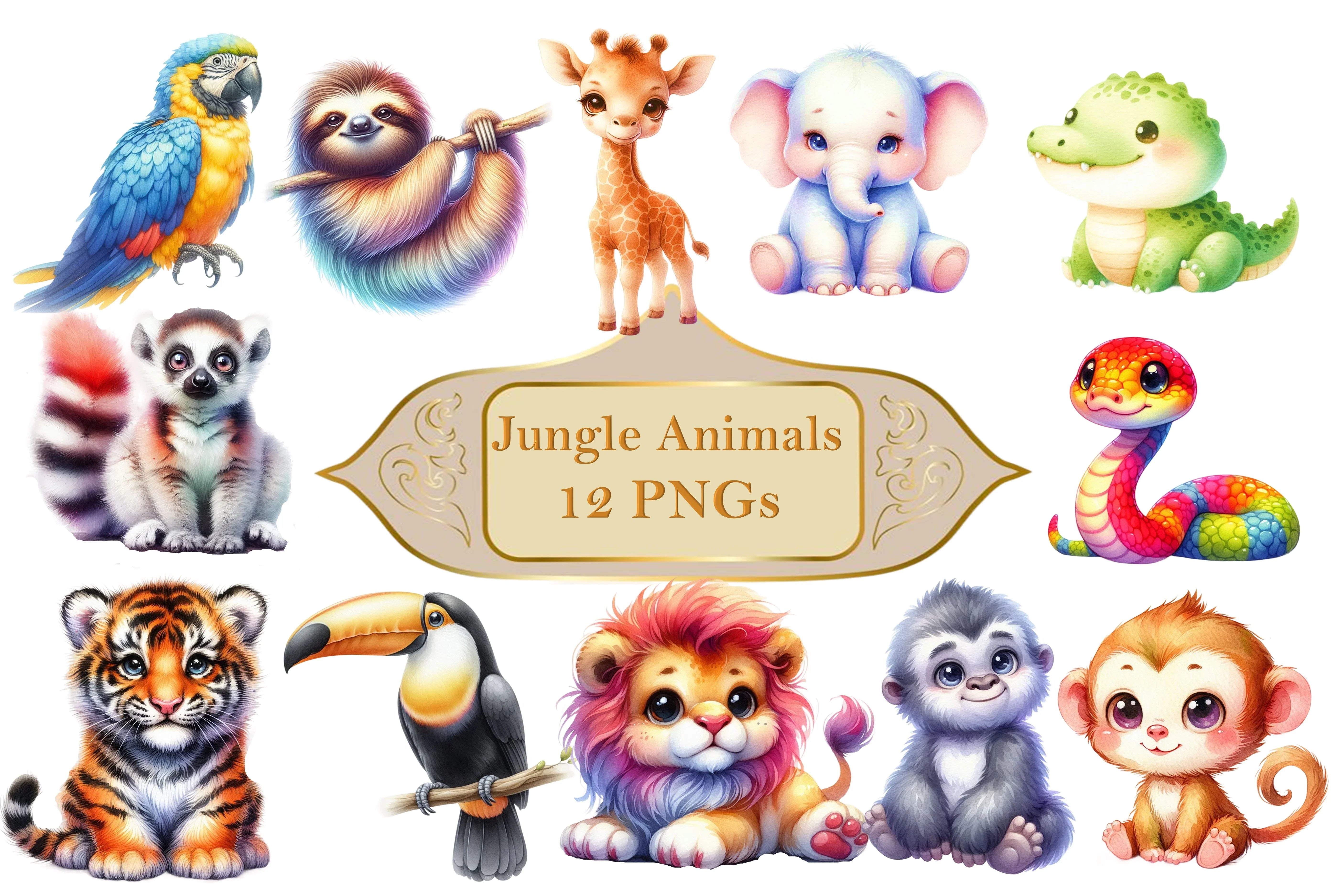 Jungle Animals Clipart Bundle - CraftNest - Digital Crafting and Art