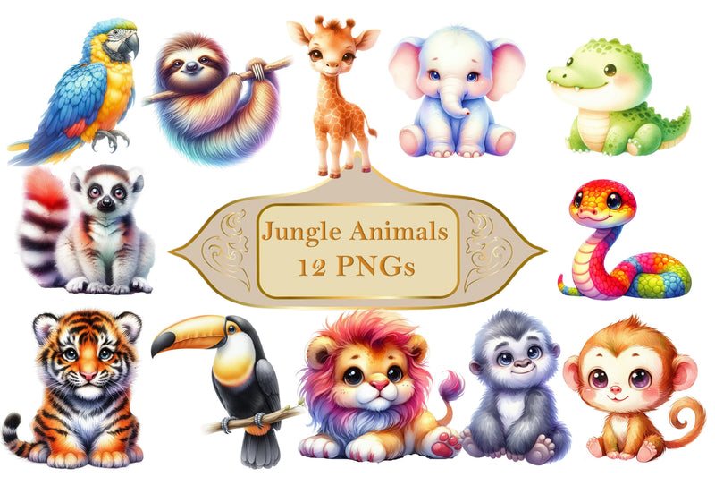 Jungle Animals Clipart Bundle - CraftNest - Digital Crafting and Art