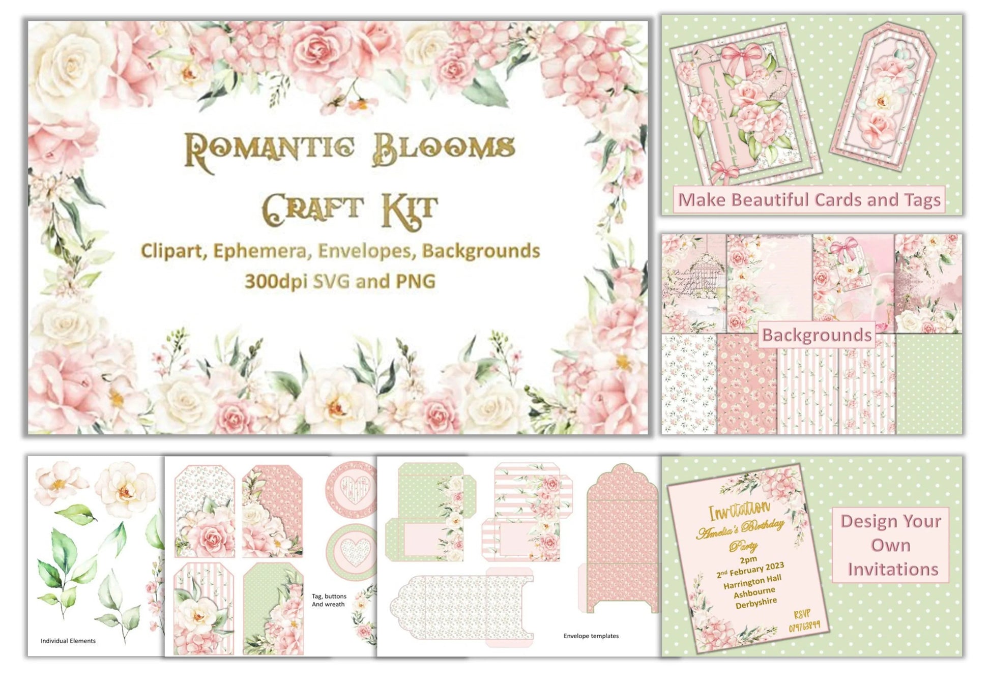 Romantic Flowers Clipart Bundle - CraftNest - Digital Crafting and Art