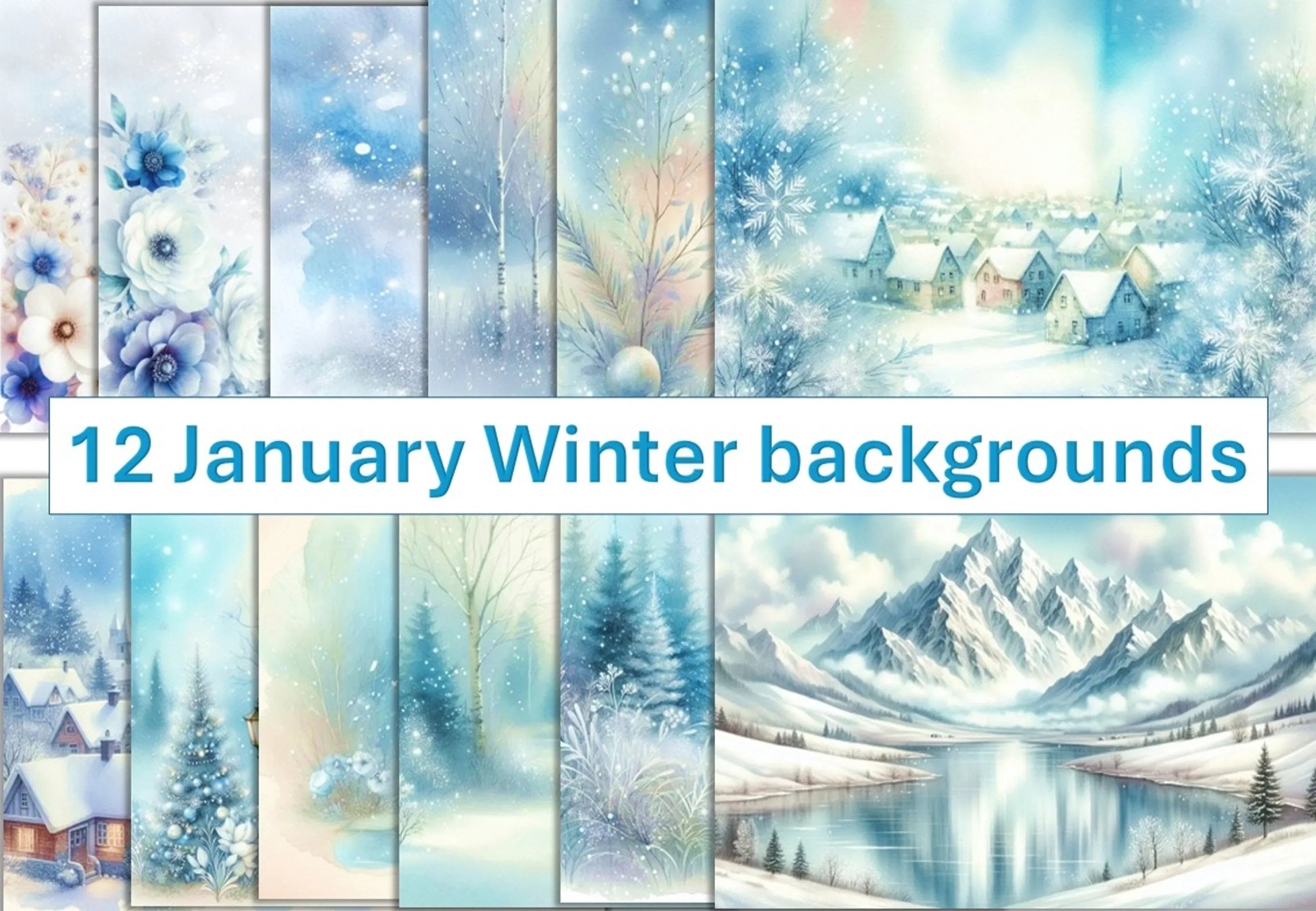 January Junk Journal Backgrounds Bundle - CraftNest - Digital Crafting and Art