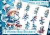 Winter Boy Stickers Clipart Bundle