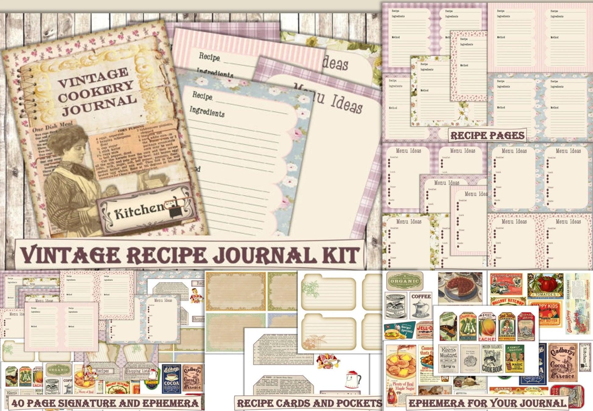 Cookery Recipes Junk Journal Clipart Bundle - CraftNest - Digital Crafting and Art