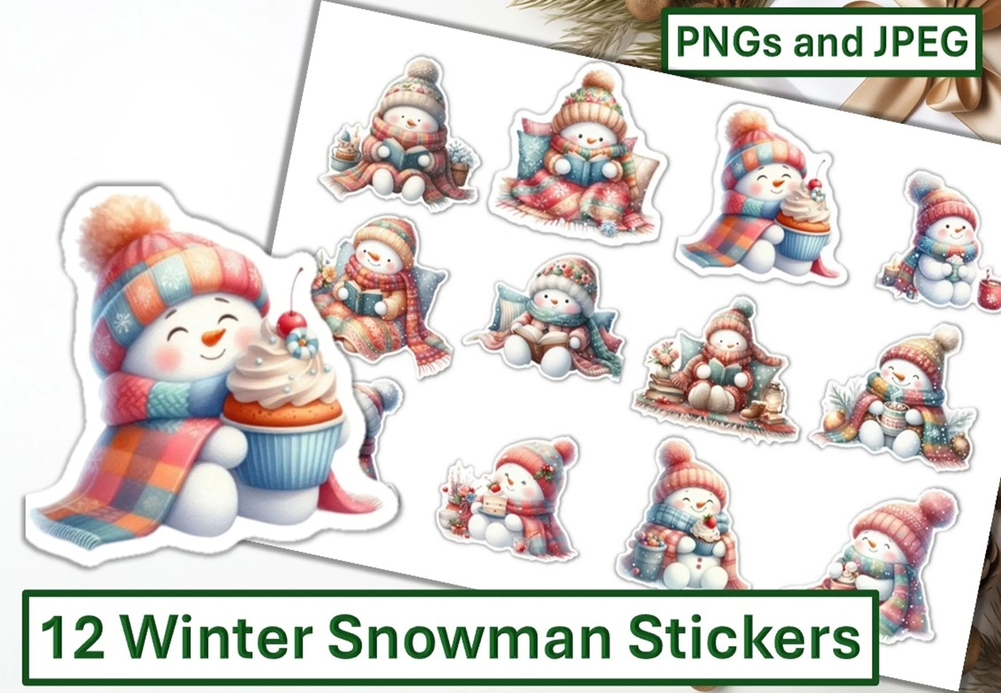Winter Snowman Stickers Clipart Bundle - CraftNest - Digital Crafting and Art
