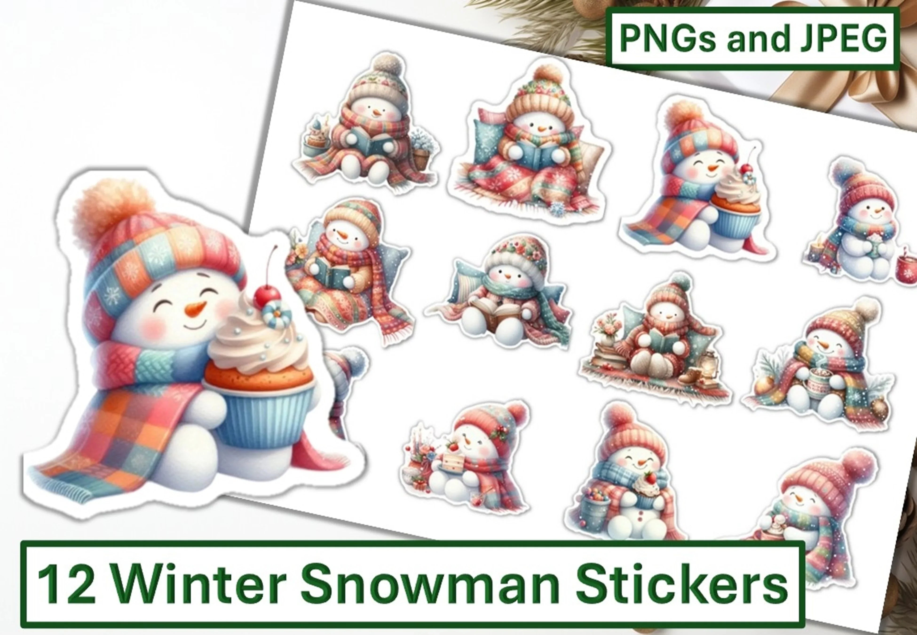 Winter Snowman Stickers Clipart Bundle - CraftNest - Digital Crafting and Art