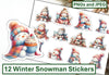 Winter Snowman Stickers Clipart Bundle