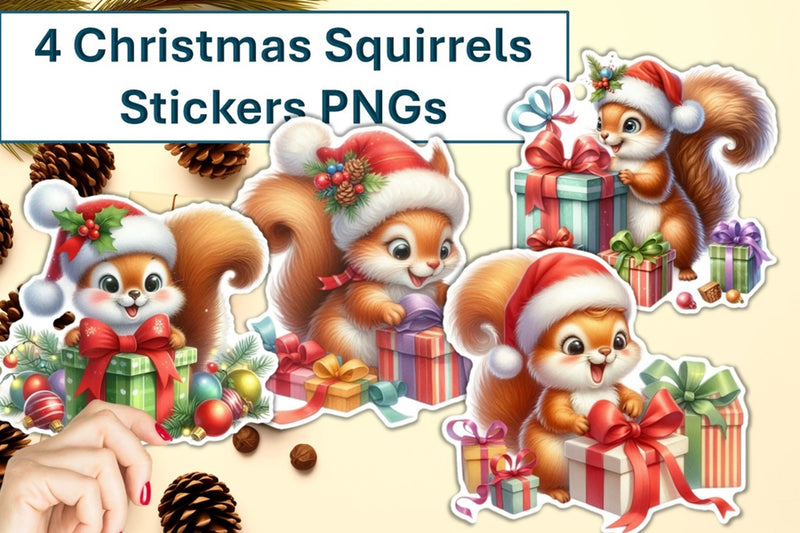 Christmas Squirrel Stickers Clipart Bundle - CraftNest - Digital Crafting and Art