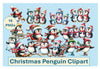 Christmas Penguin Clipart Bundle