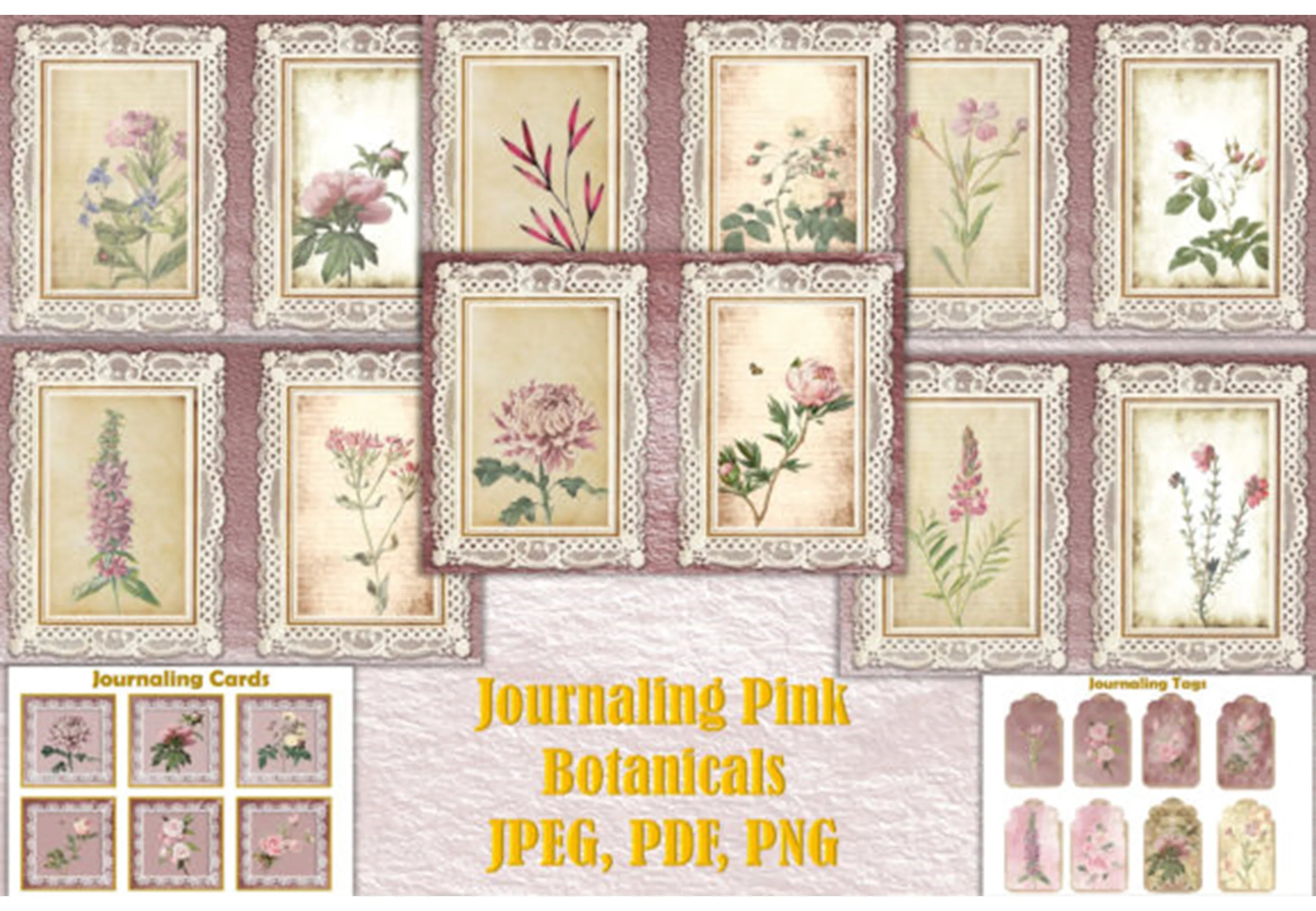 Pink Botanicals Clipart Bundle - CraftNest - Digital Crafting and Art