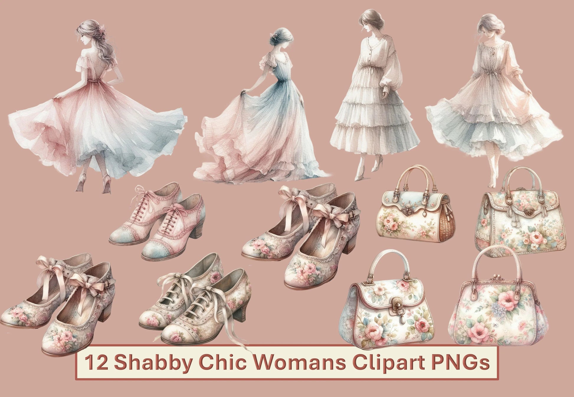 Shabby Chic Women Clipart Bundle - CraftNest - Digital Crafting and Art