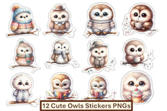 Cute Owls Clipart Bundle - CraftNest - Digital Crafting and Art