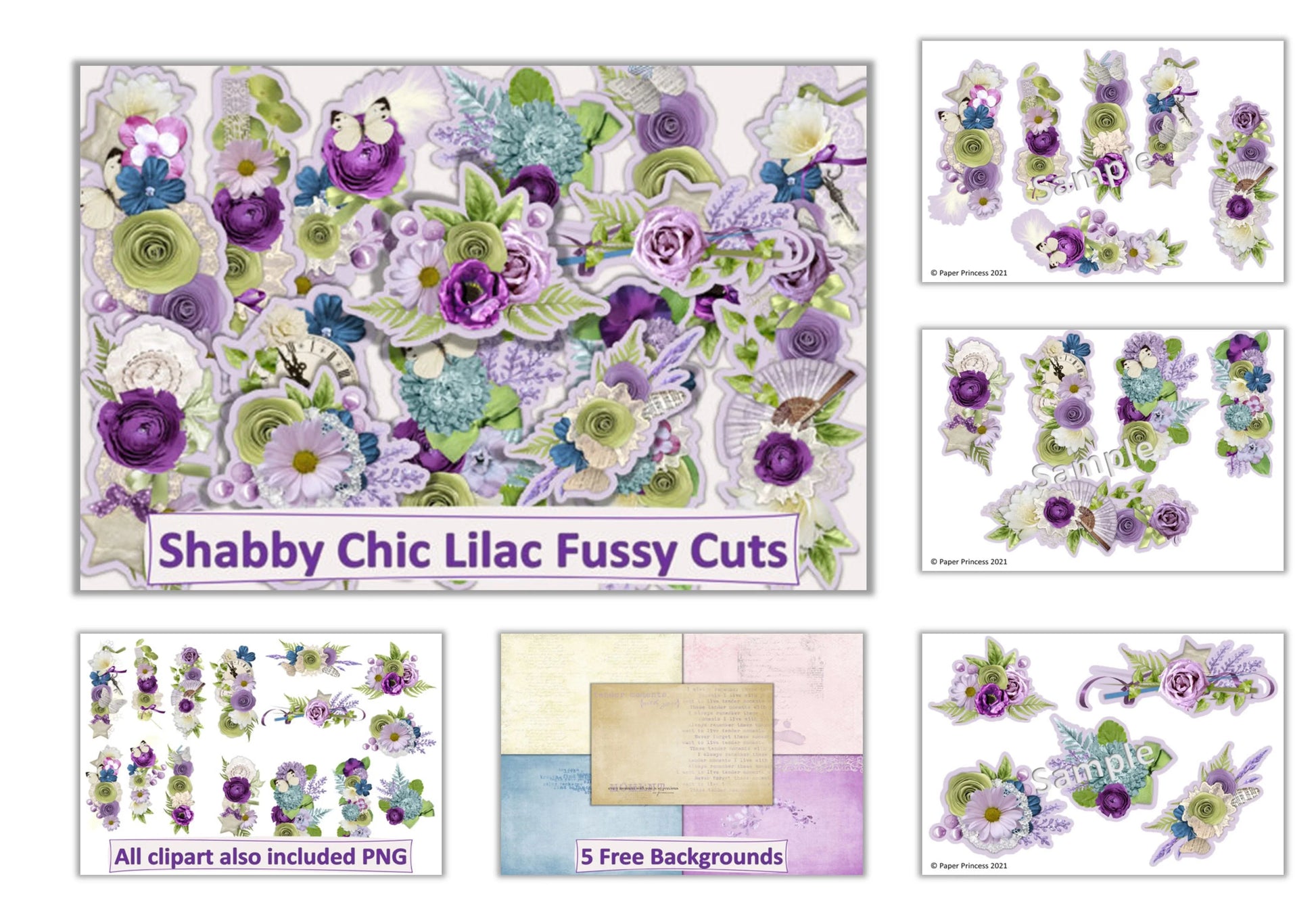 Shabby Chic Botanicals Fussy Cuts Clipart Bundle - CraftNest - Digital Crafting and Art