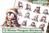 Winter Penguin Stickers Clipart Bundle