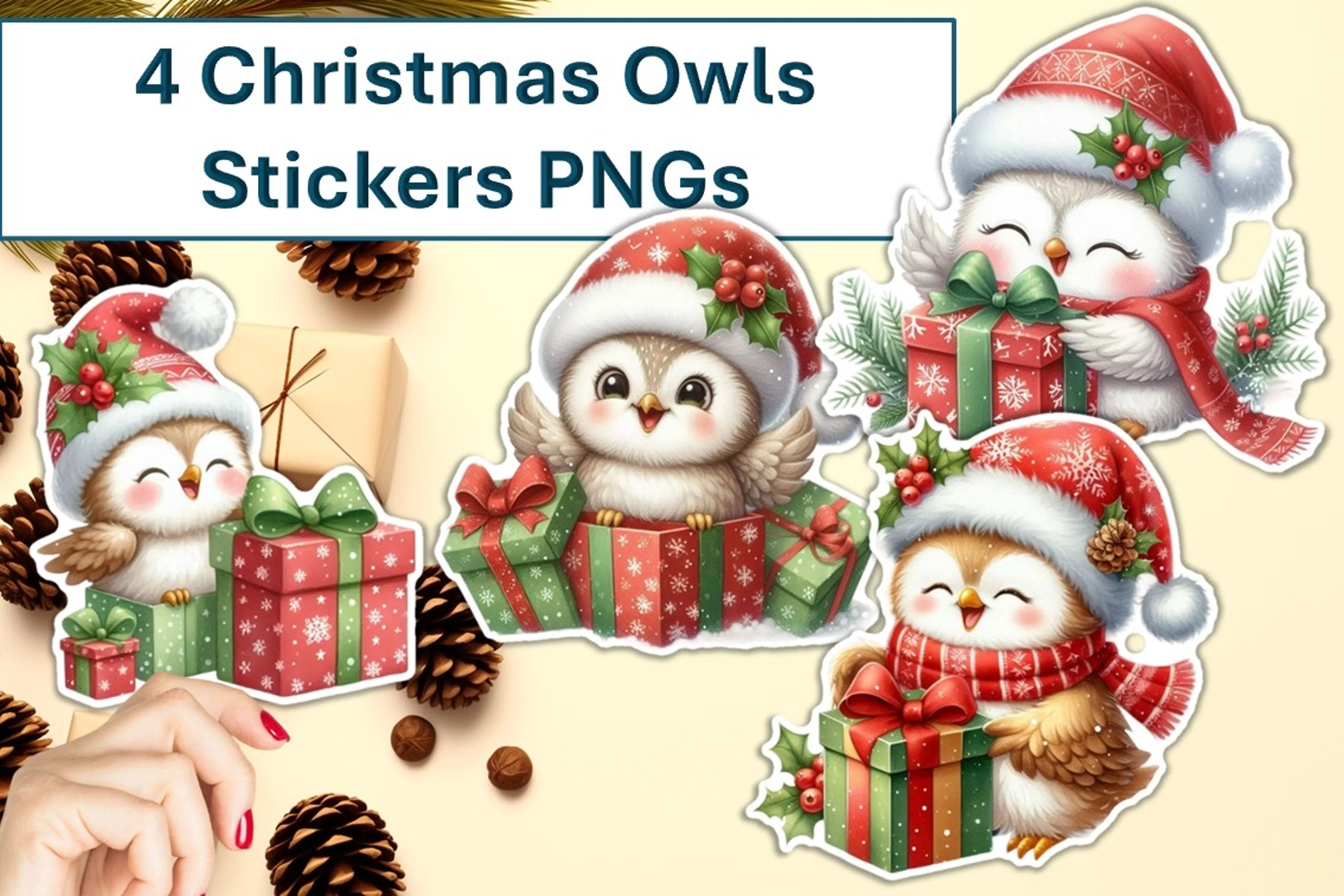 Christmas Owls Clipart Bundle - CraftNest - Digital Crafting and Art