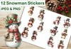 Shabby Chic Snowman Stickers Clipart Bundle