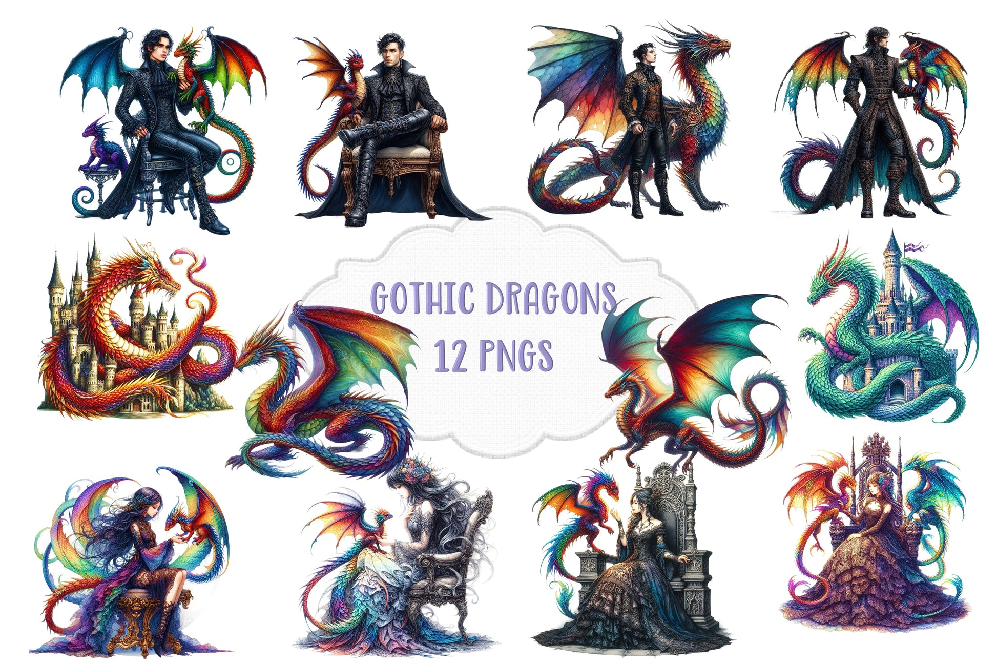 Gothic Dragons Clipart Bundle - CraftNest - Digital Crafting and Art