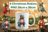 Christmas Robin Stickers Clipart Bundle