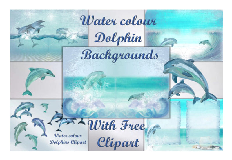 Dolphins Backgrounds Clipart Bundle - CraftNest - Digital Crafting and Art