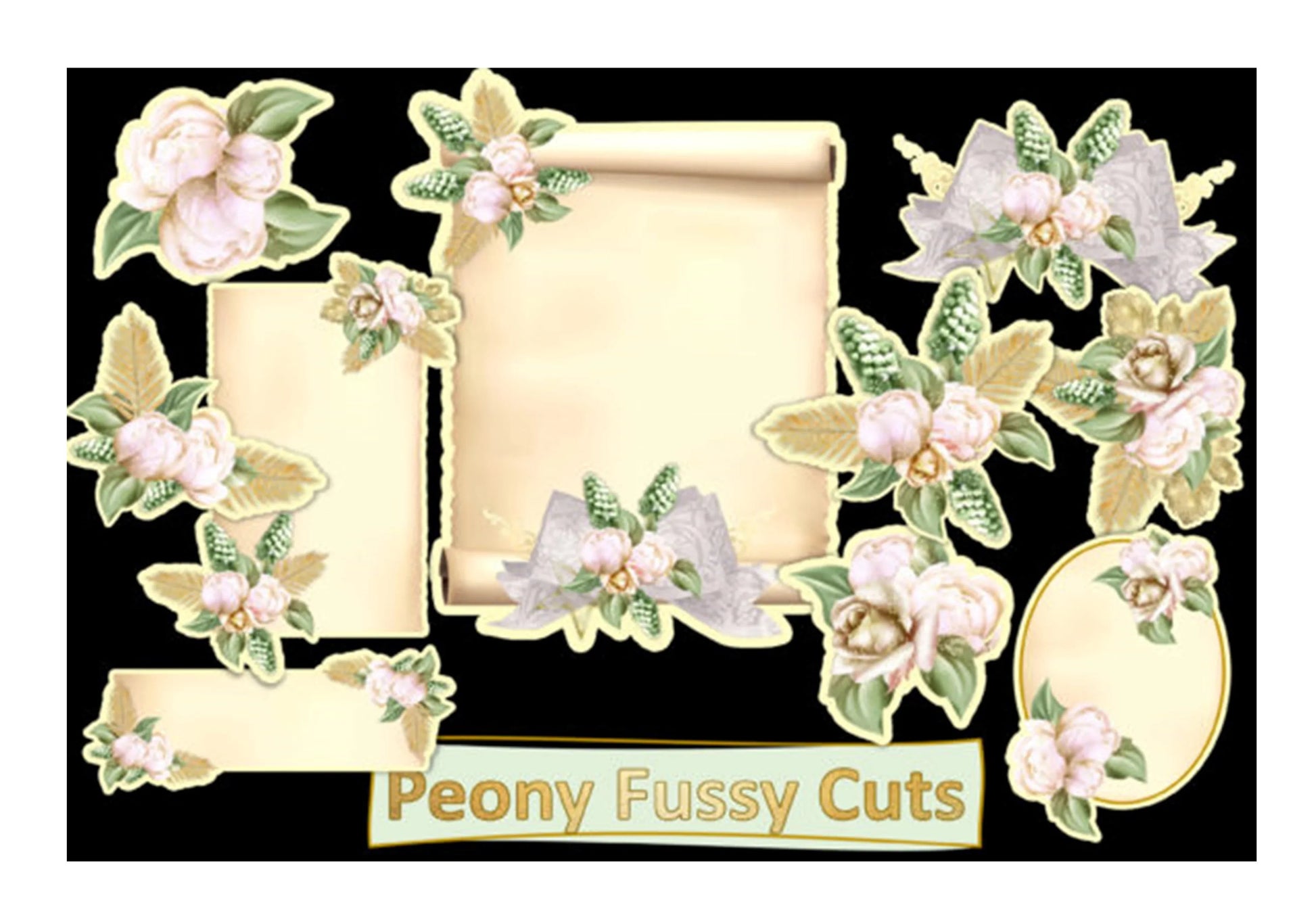Fussy Cut Peonies and Tags Clipart Bundle - CraftNest - Digital Crafting and Art