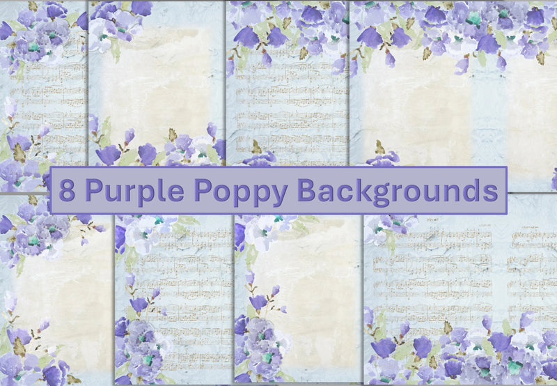 Blue Poppy Backgrounds Junk Journal Bundle - CraftNest - Digital Crafting and Art
