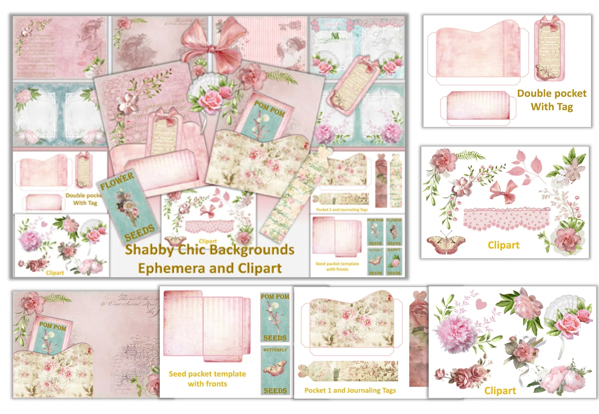 Shabby Chic Vintage Backgrounds Clipart Bundle - CraftNest - Digital Crafting and Art