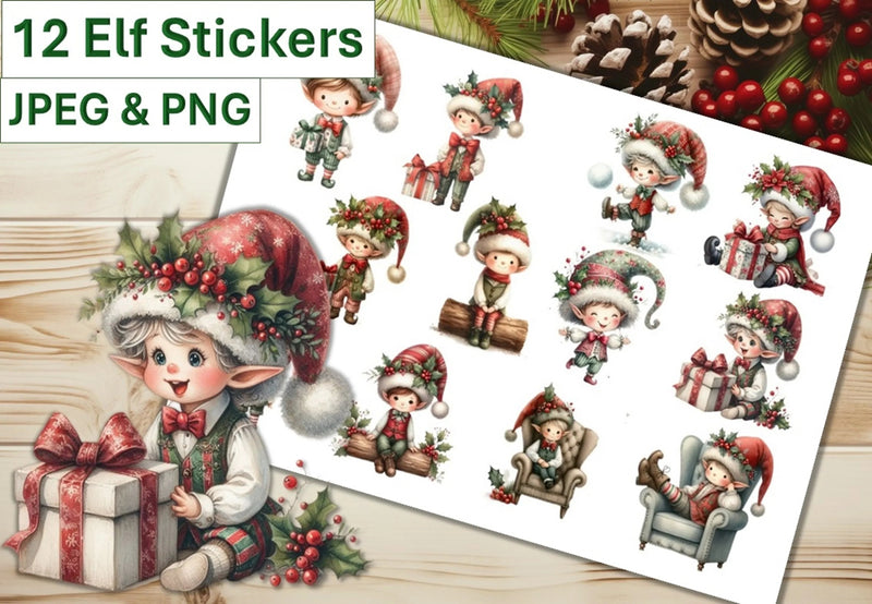 Shabby Chic Elf Stickers Clipart Bundle - CraftNest - Digital Crafting and Art