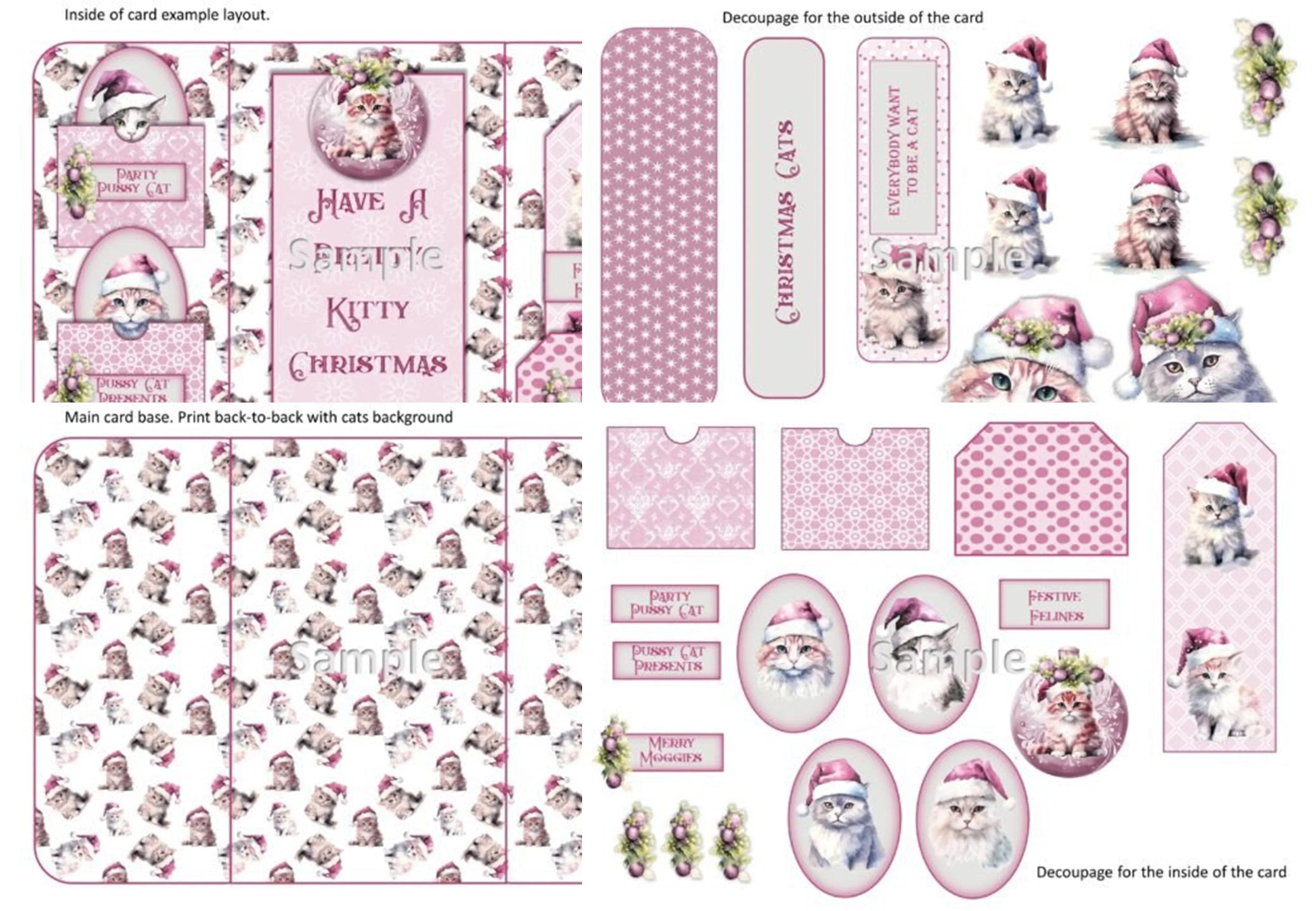 Christmas Cats Folio Card Junk Journal Bundle - CraftNest - Digital Crafting and Art