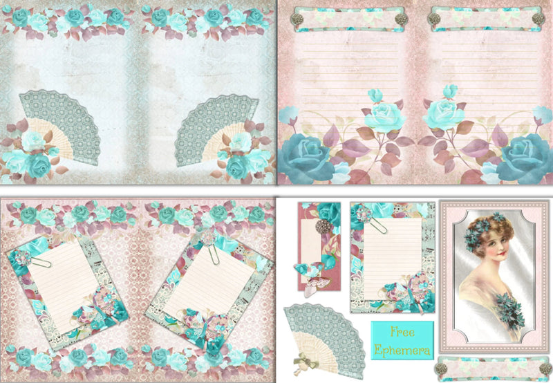 Blue Lady Journaling Clipart Bundle - CraftNest - Digital Crafting and Art