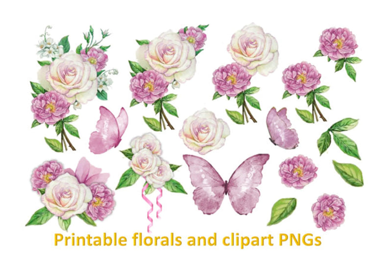 Blossoms and Butterflies Clipart Bundle - CraftNest - Digital Crafting and Art