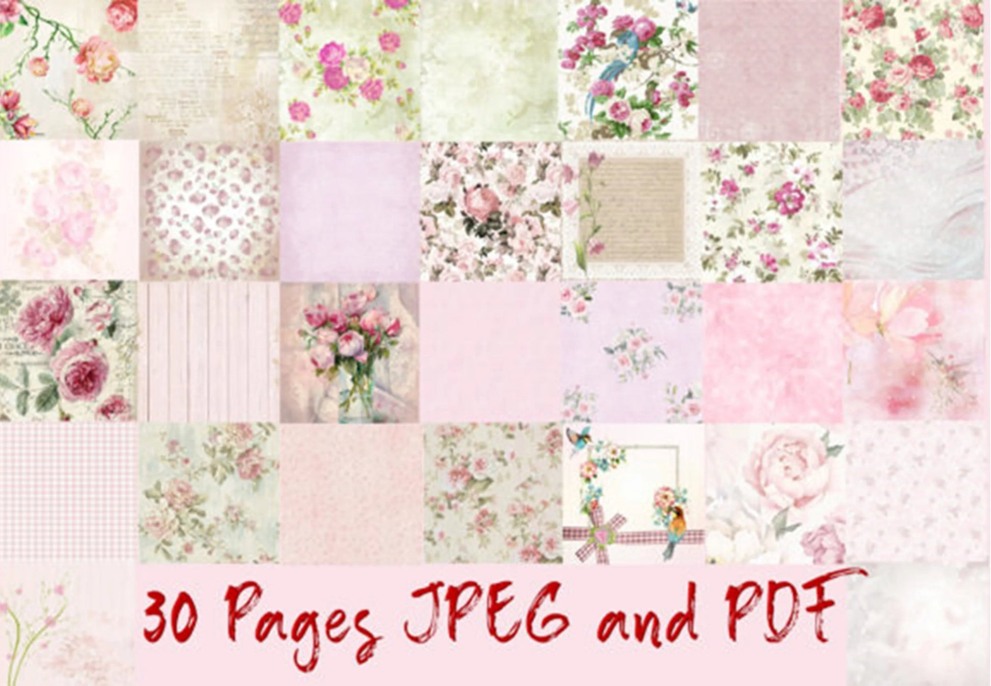 Shabby Chic Junk Journal Backgrounds Bundle - CraftNest - Digital Crafting and Art