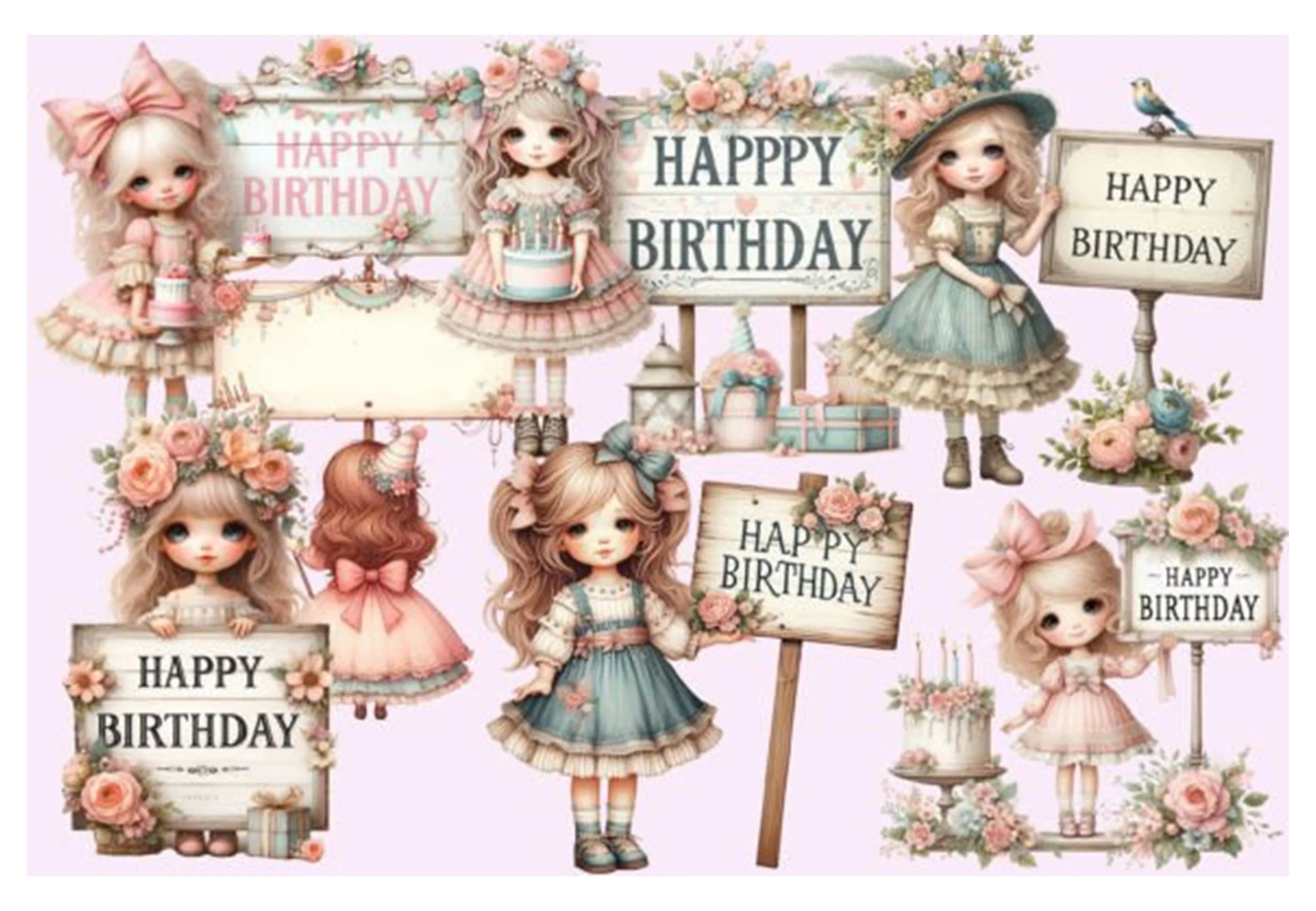 Birthday Girl Clipart Bundle - 22 Pieces - CraftNest - Digital Crafting and Art