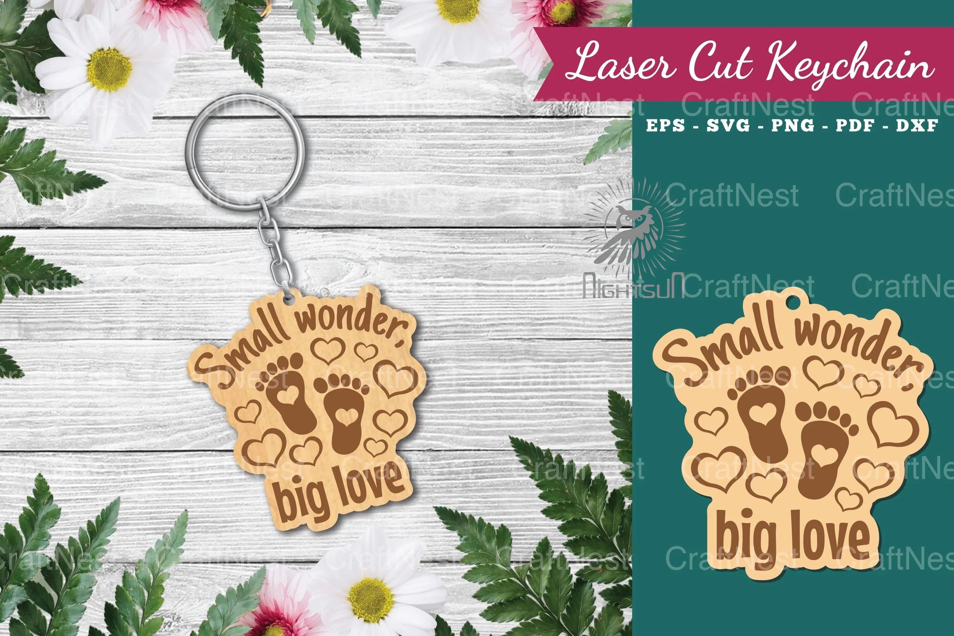 Small Wonder Big Love Laser Cut Keychain Design - CraftNest - Digital Crafting and Art