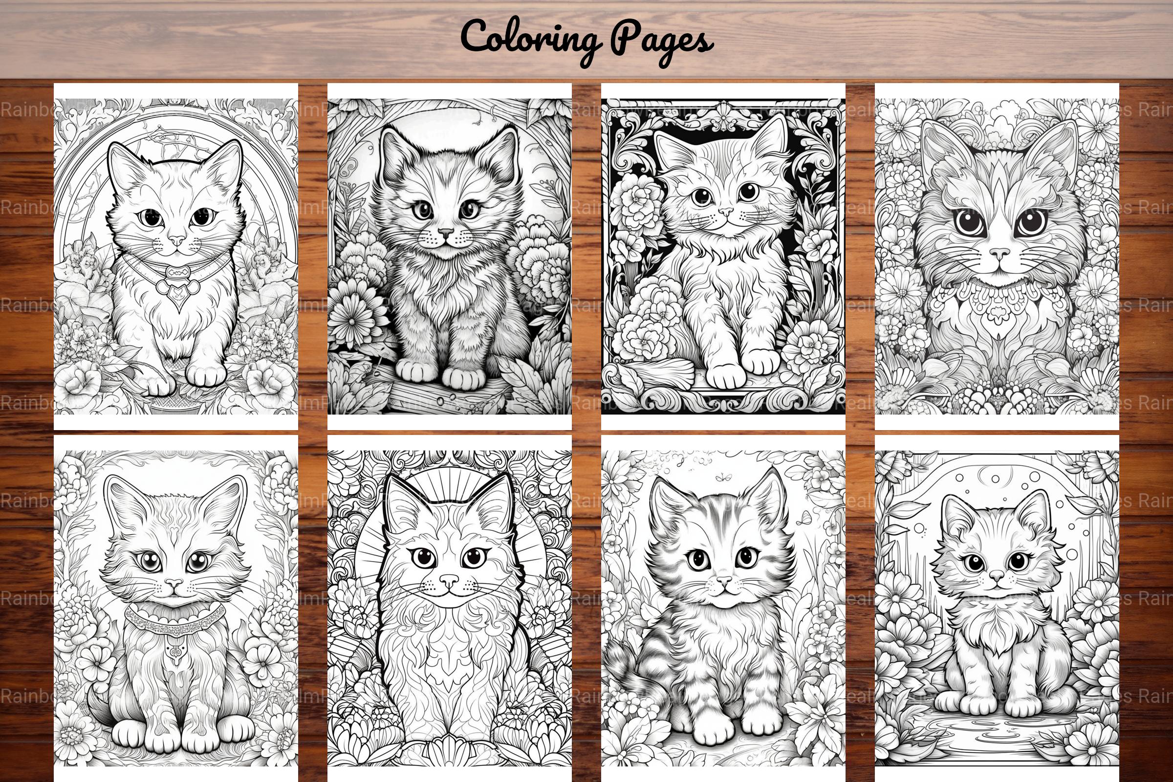 Cute Small Cat Coloring Book