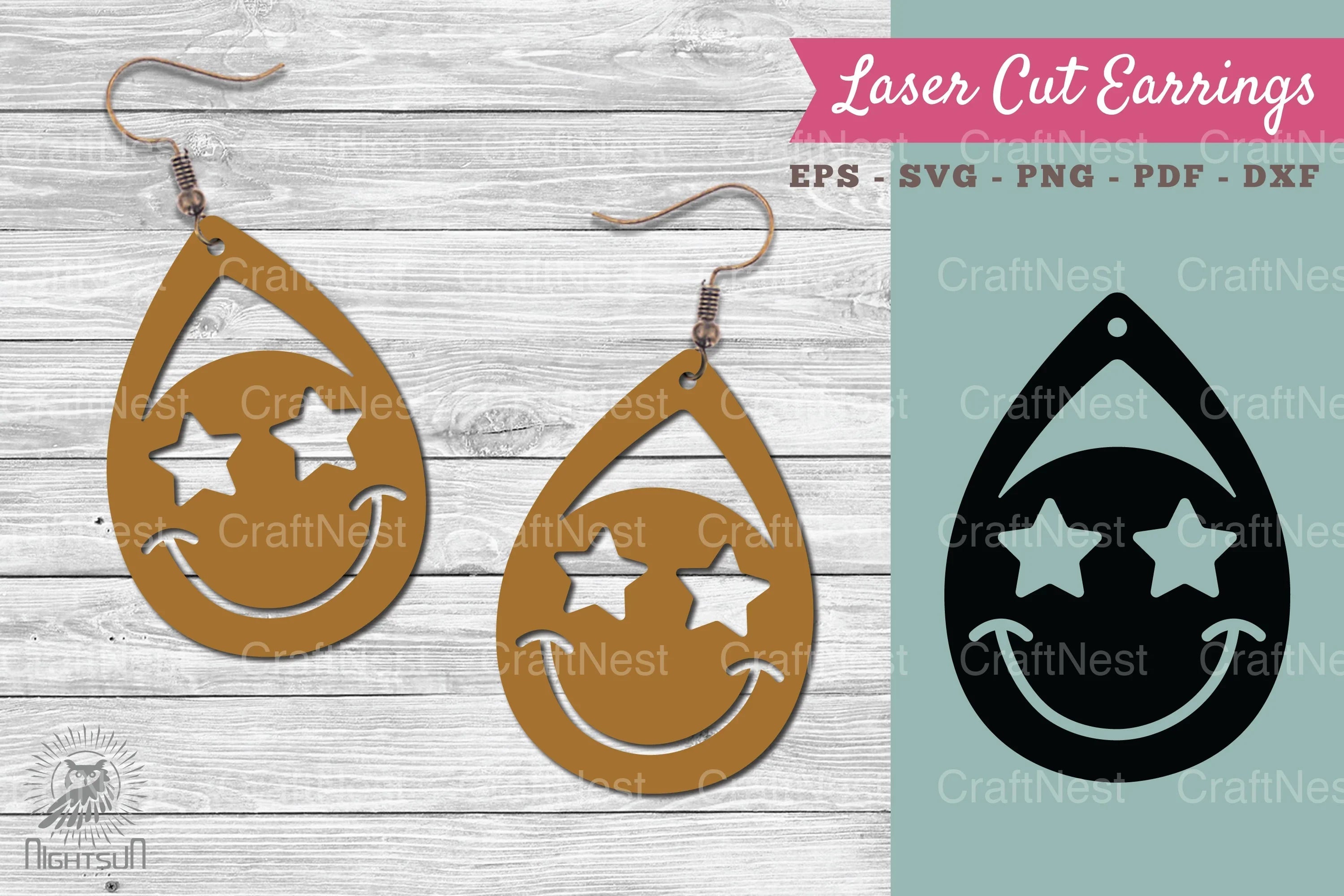 Smile Face Laser Cut Earrings SVG Bundle - CraftNest - Digital Crafting and Art