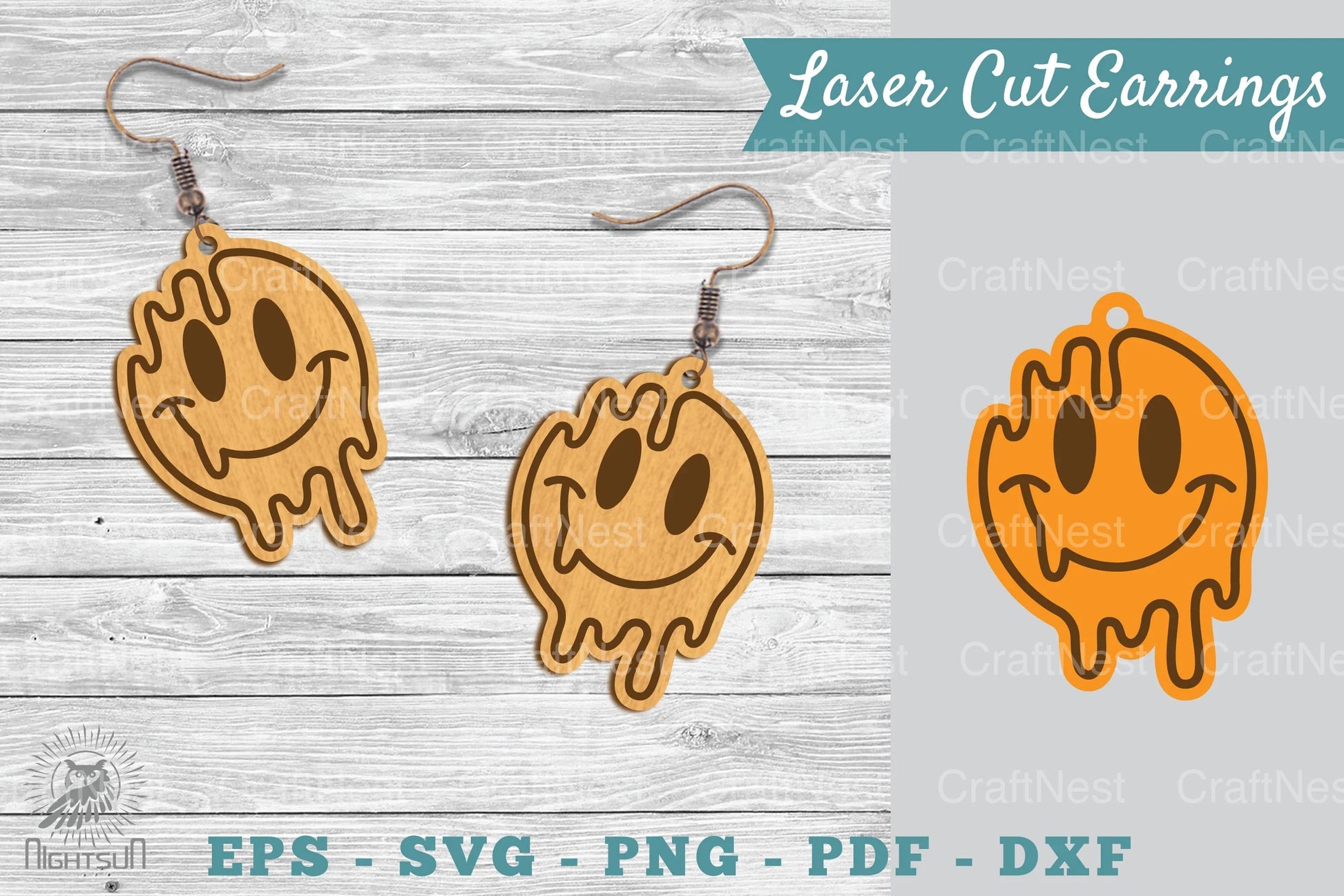 Smile Face Laser Cut Earrings SVG Bundle - CraftNest - Digital Crafting and Art