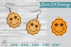 Smile Face Laser Cut Earrings SVG Bundle - CraftNest - Digital Crafting and Art