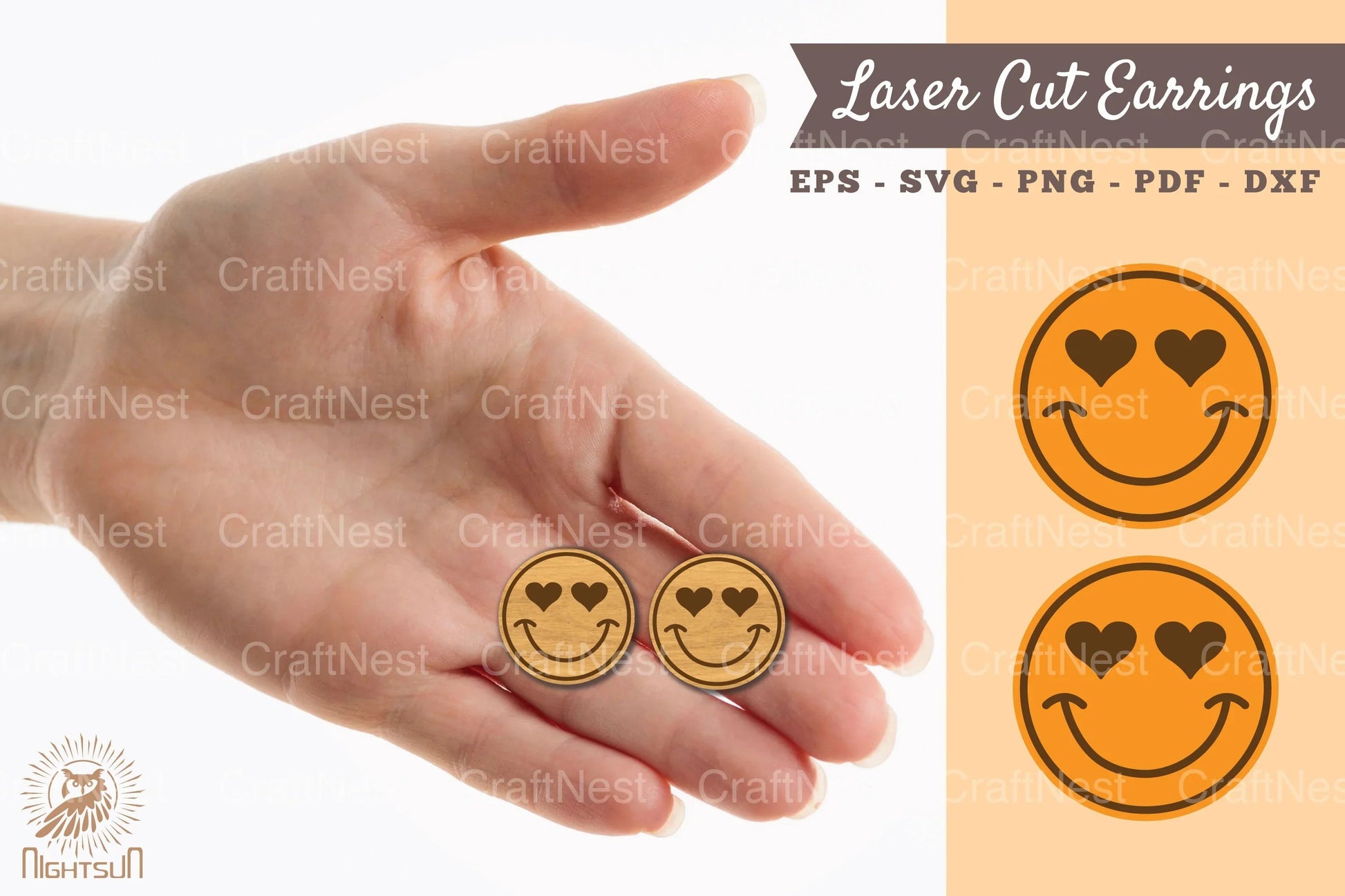 Smiley Face Laser Cut Earrings SVG Bundle - CraftNest - Digital Crafting and Art