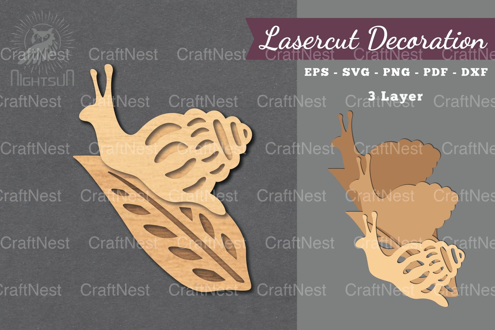 Snail on a Leaf Laser Cut Decoration Clipart Bundle - CraftNest - Digital Crafting and Art