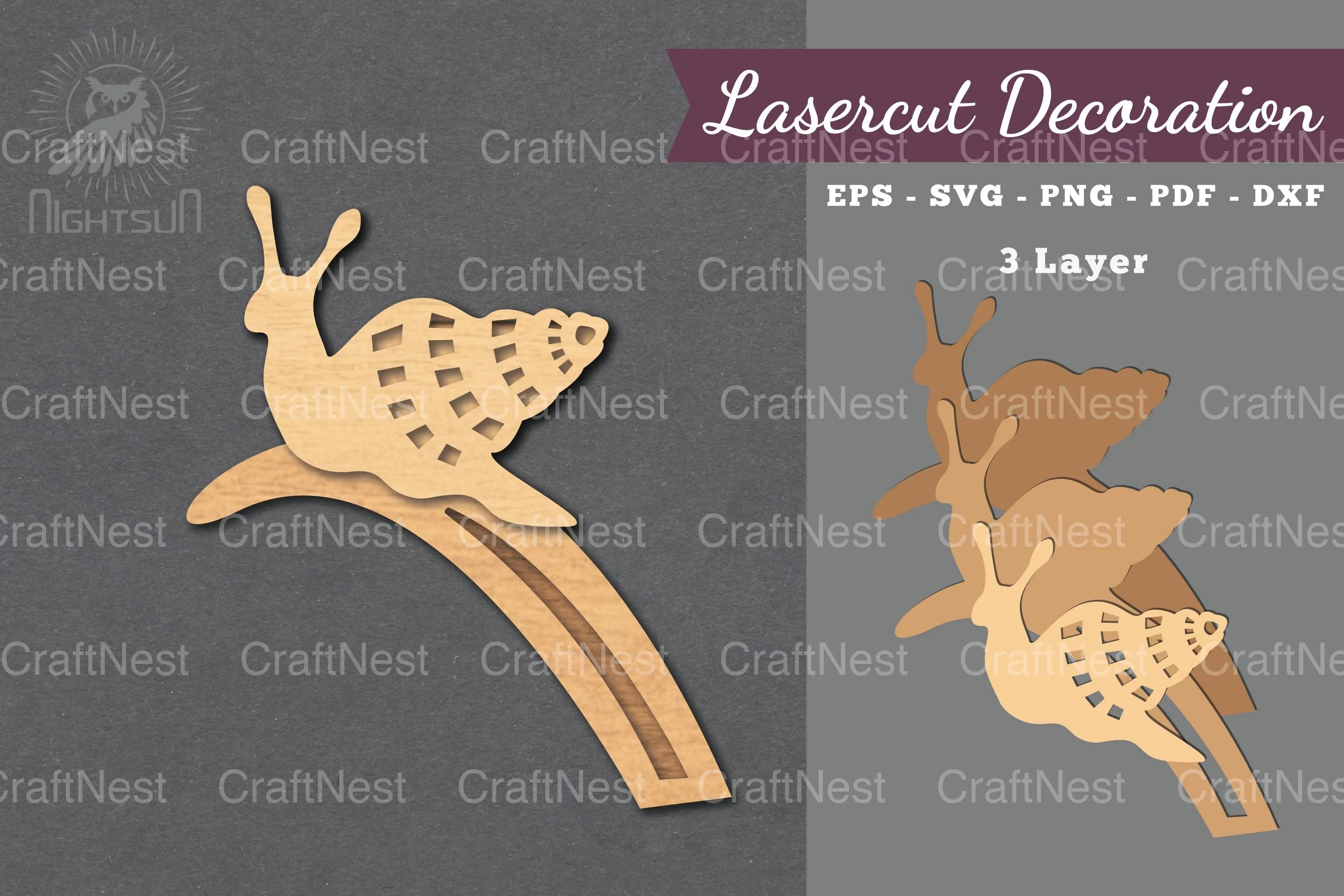 Snail on a Leaf Laser Cut Decoration Clipart Bundle - CraftNest - Digital Crafting and Art