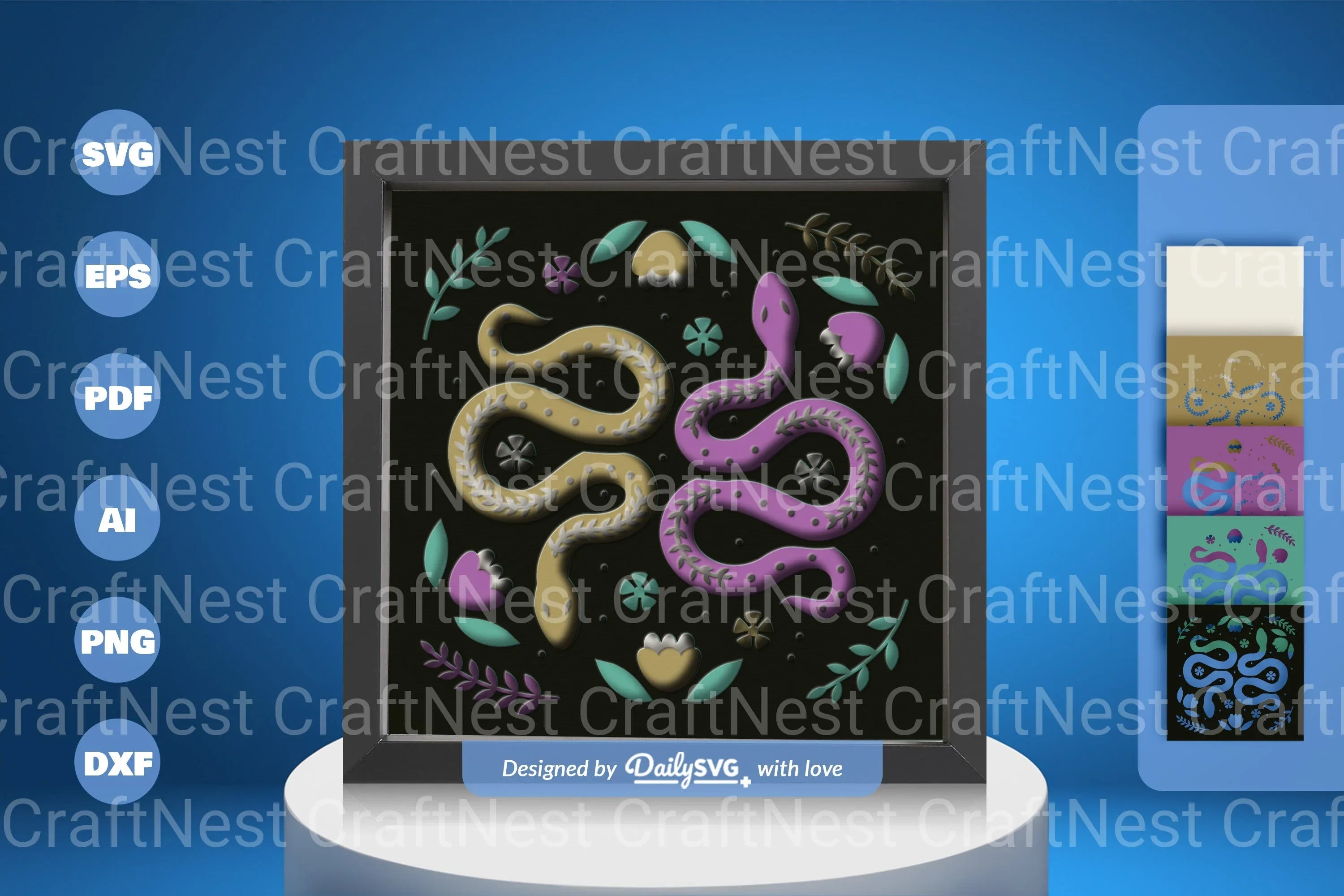 Snake Folk Art Papercut SVG Bundle