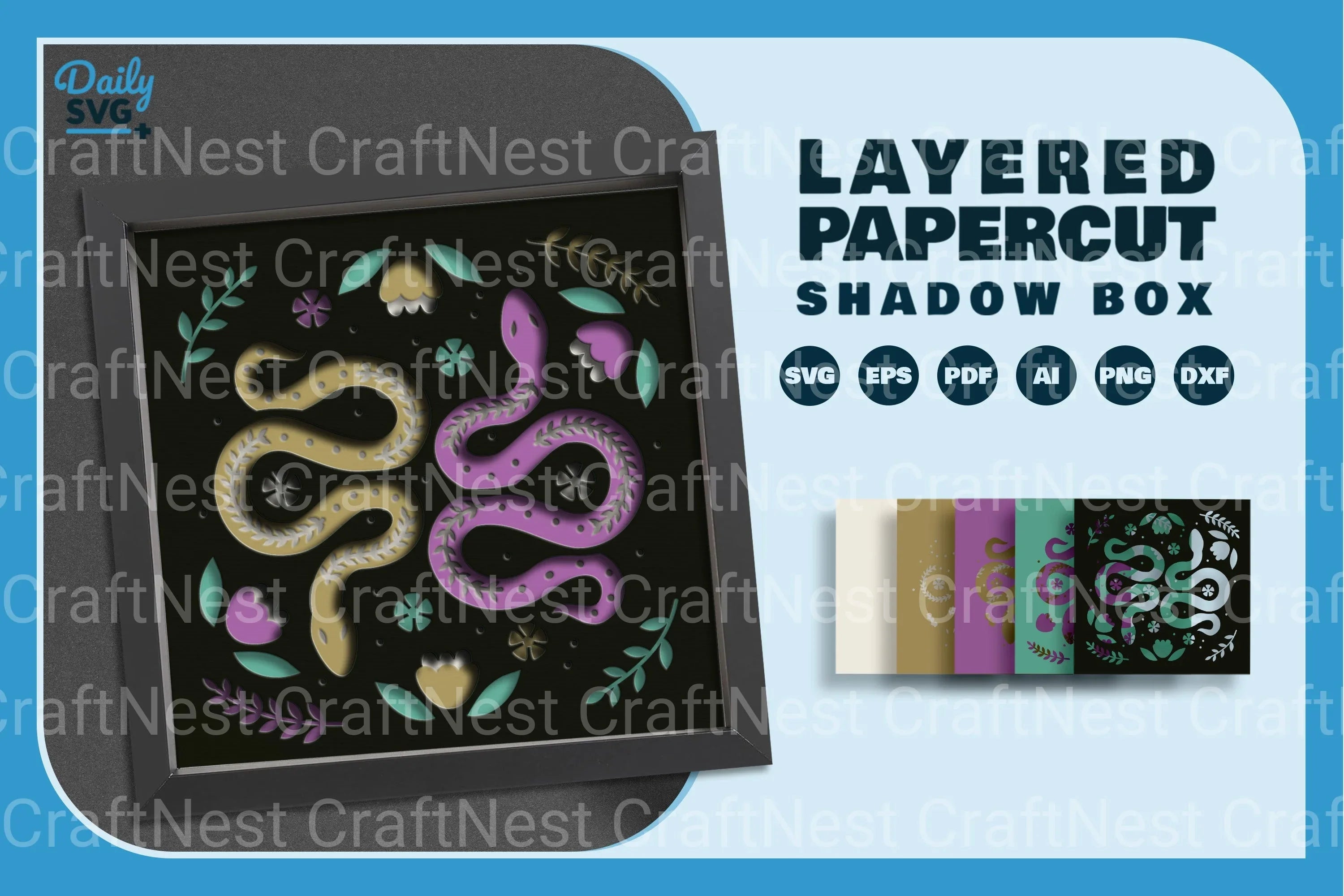 Snake Folk Art Papercut SVG Bundle