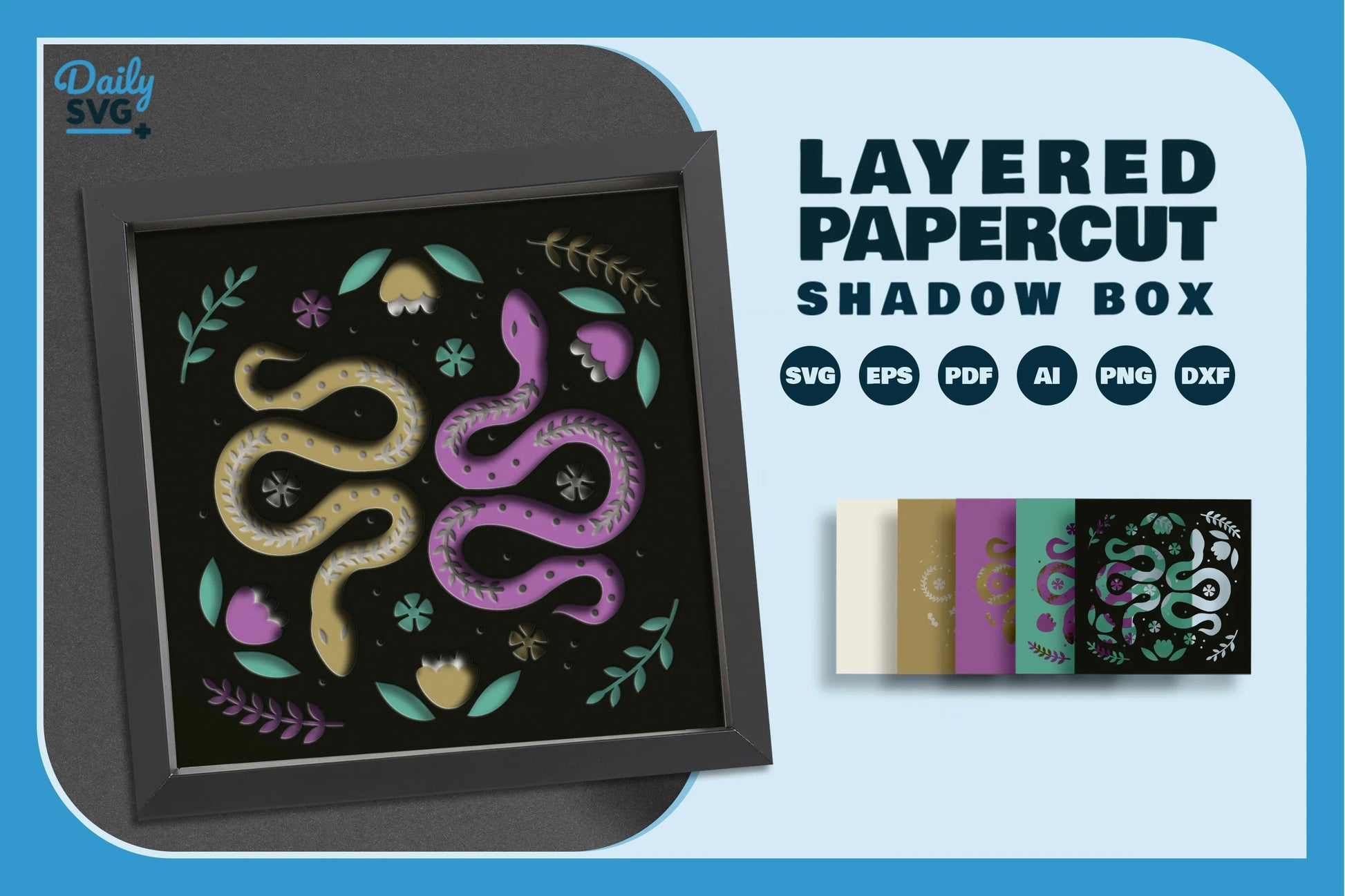 Snake Folk Art Papercut SVG Bundle - CraftNest - Digital Crafting and Art