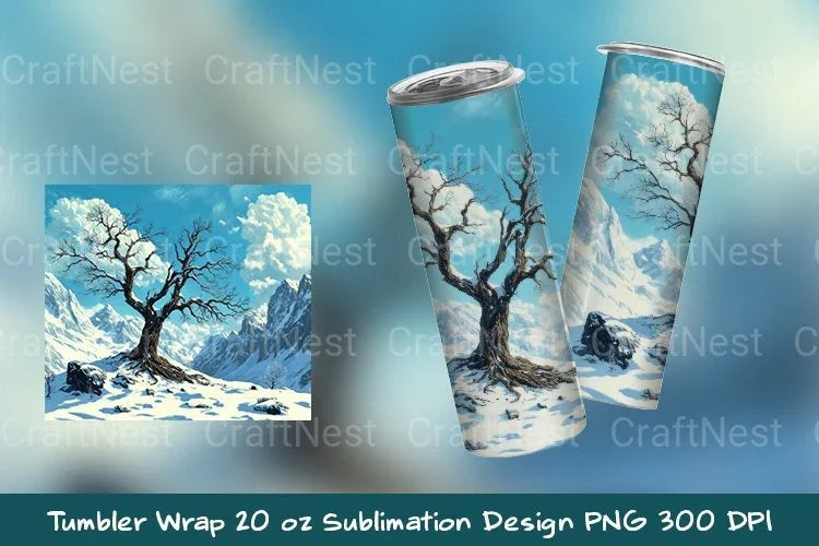 Snow Tree Tumbler Wrap - CraftNest - Digital Crafting and Art