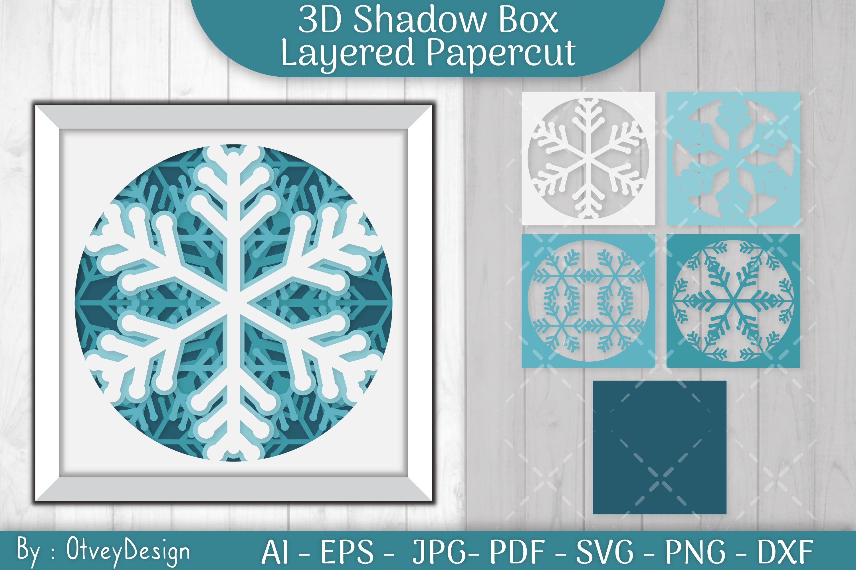 Snowflake 3D Shadow Box Layered Papercut SVG Bundle