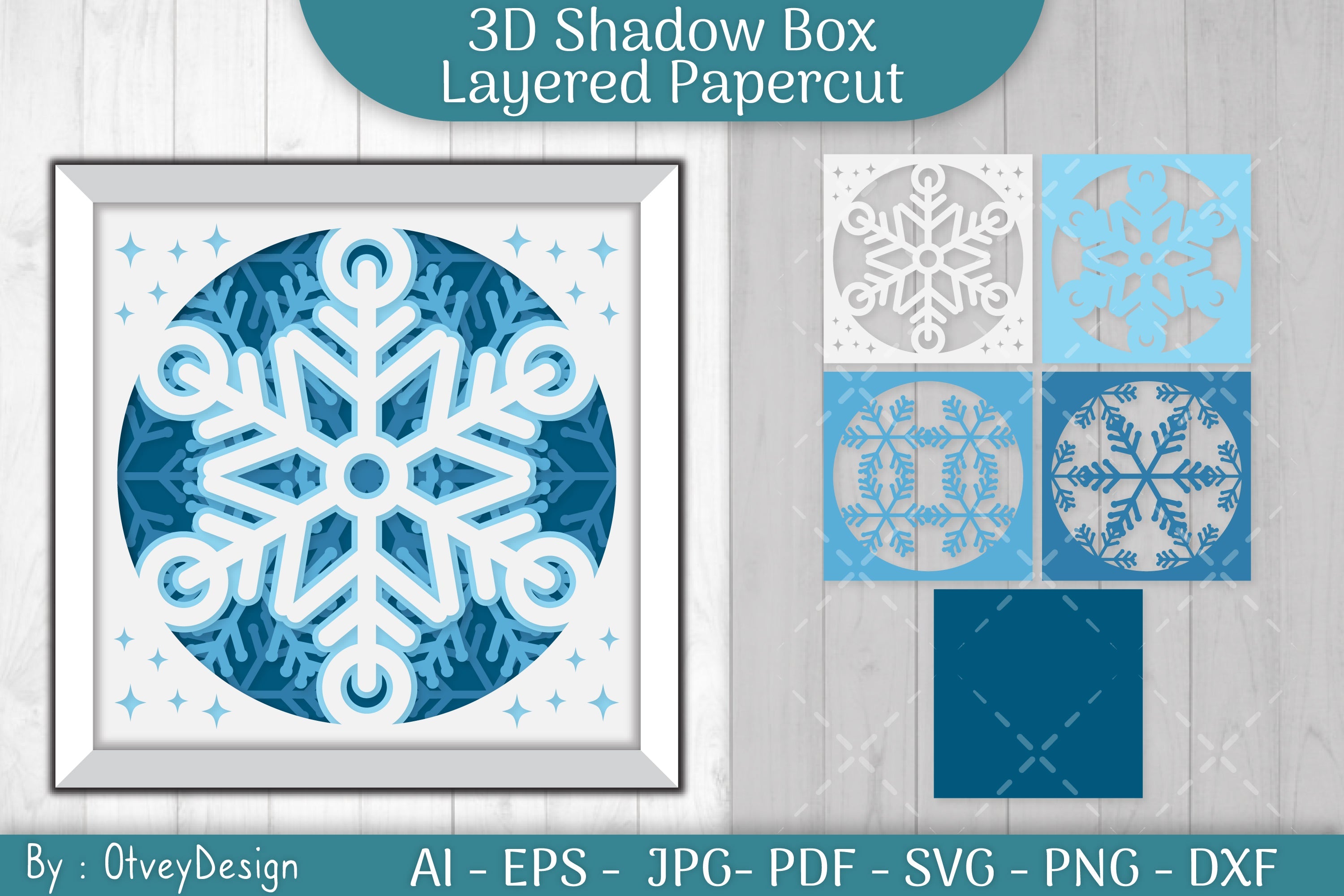 Snowflake 3D Shadow Box Layered Papercut SVG Bundle