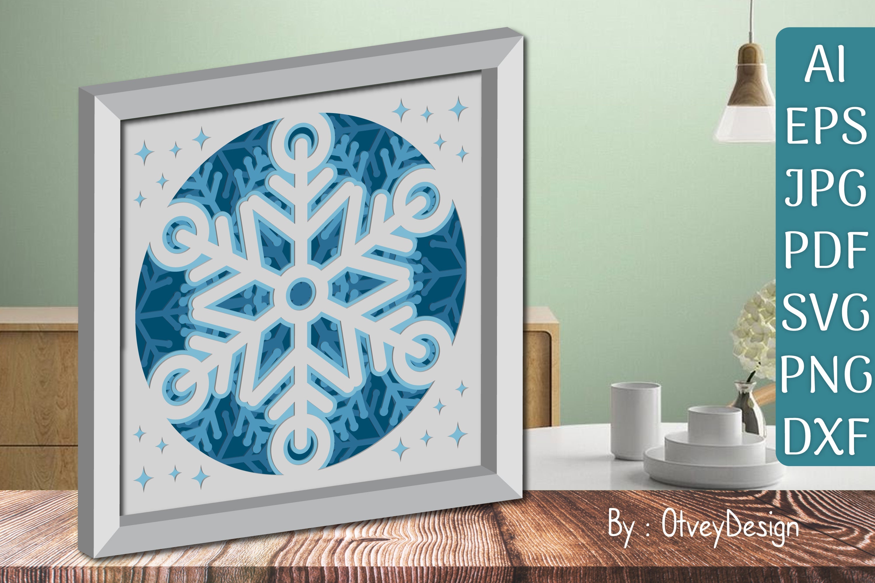 Snowflake 3D Shadow Box Layered Papercut SVG Bundle