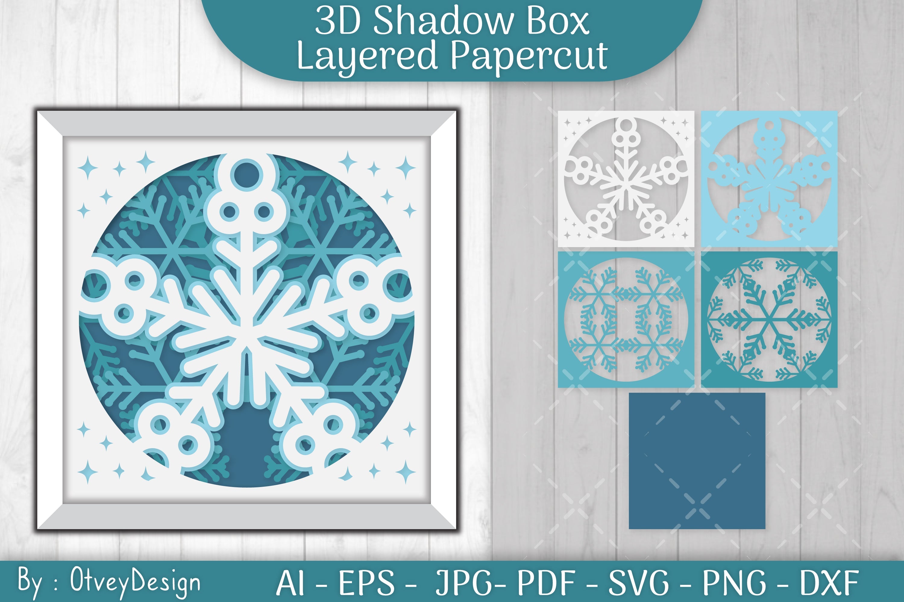 Snowflake 3D Shadow Box Layered Papercut SVG Bundle