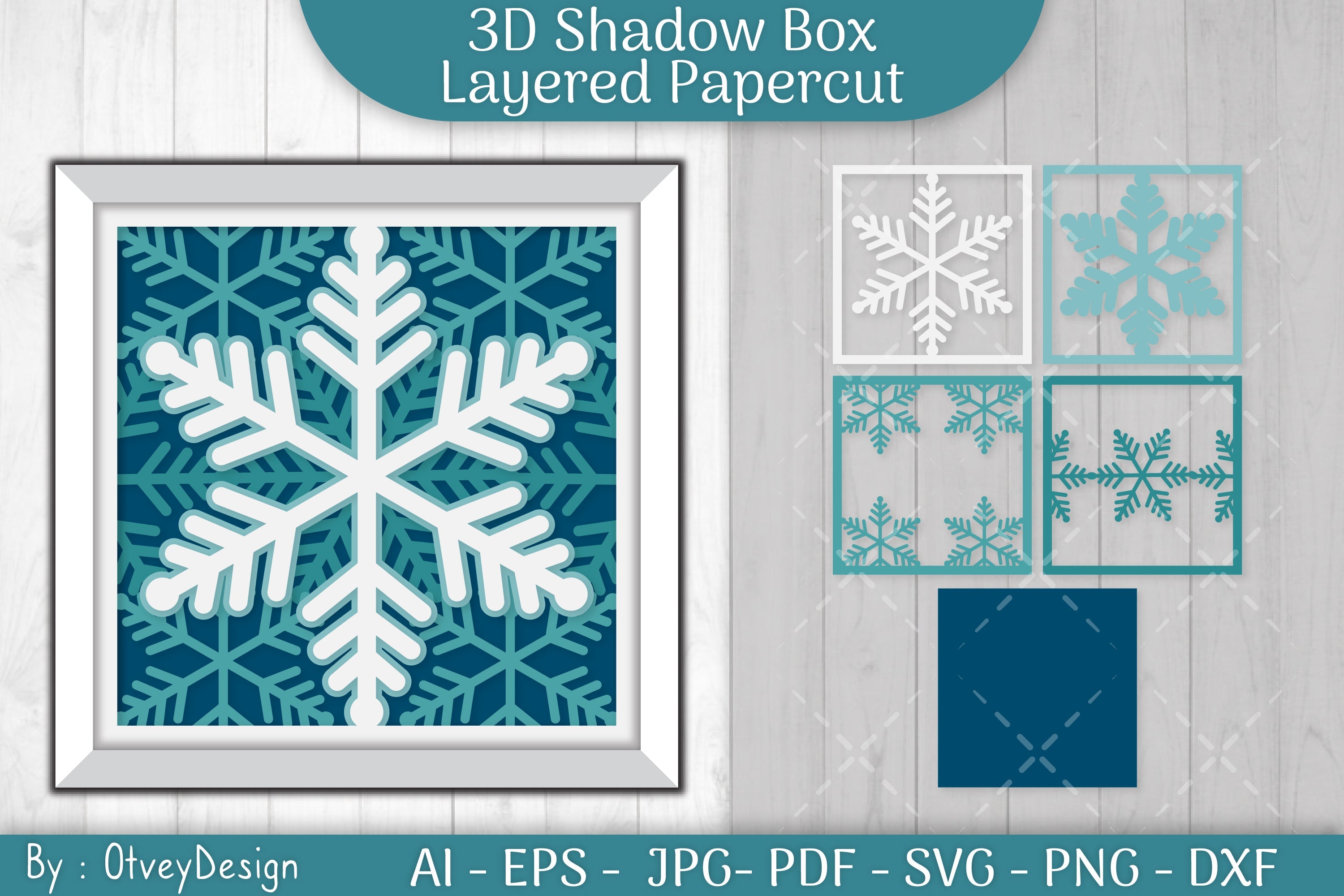 Snowflake 3D Shadow Box Layered Papercut SVG Bundle