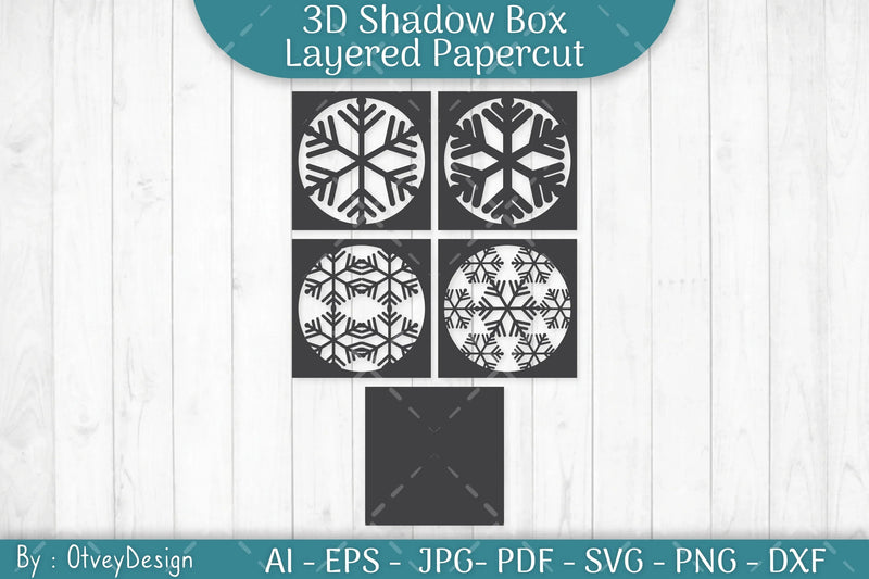 Snowflake 3D Shadow Box Layered Papercut SVG Bundle - CraftNest - Digital Crafting and Art